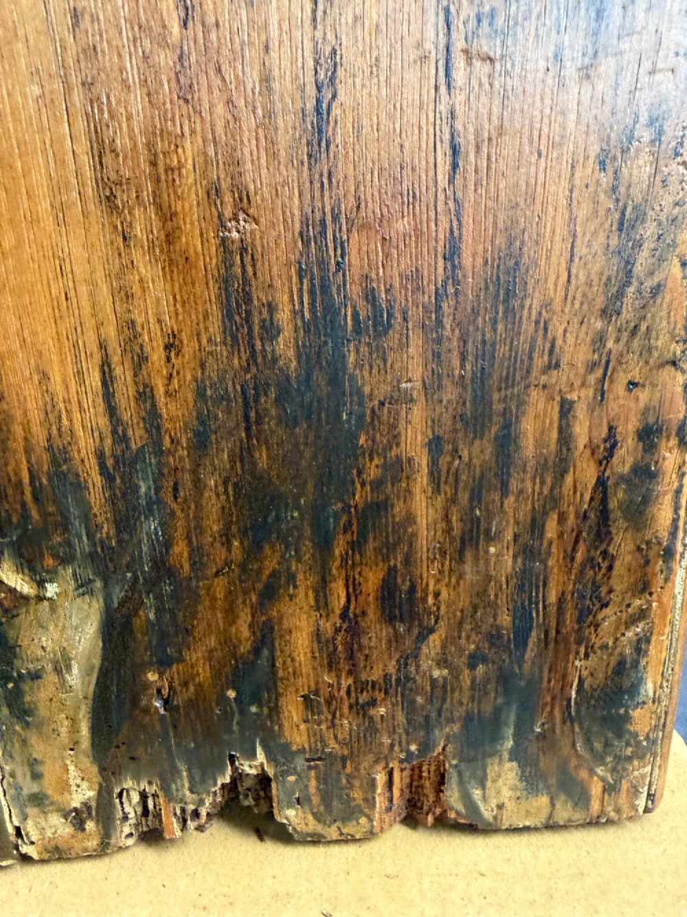A 19th-century wooden bank of twenty-five individual drawers featuring metal ring pulls and a distressed dark finish. View III