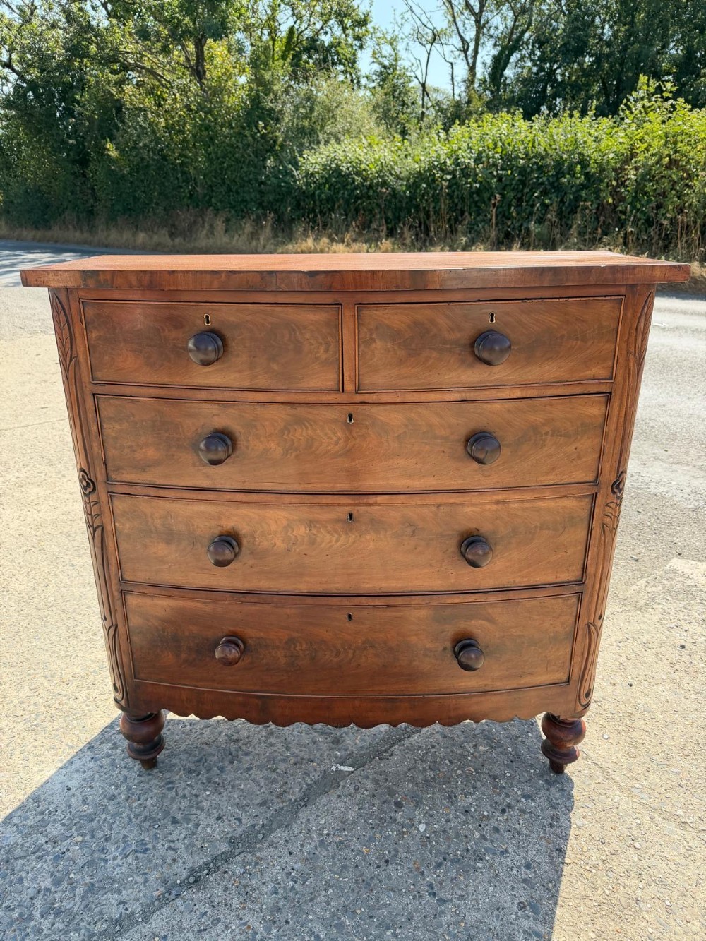 Victorian Mahogany 2 + 3 Bow Front Chest of Drawers