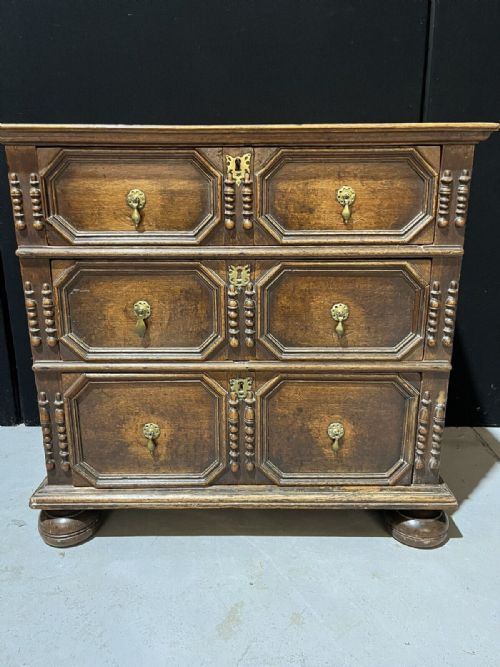 Georgian oak carved chest of drawers