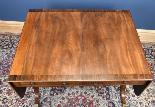 REGENCY MAHOGANY AND ROSEWOOD CROSSBANDED SOFA TABLE - ADDITIONAL PHOTO 1