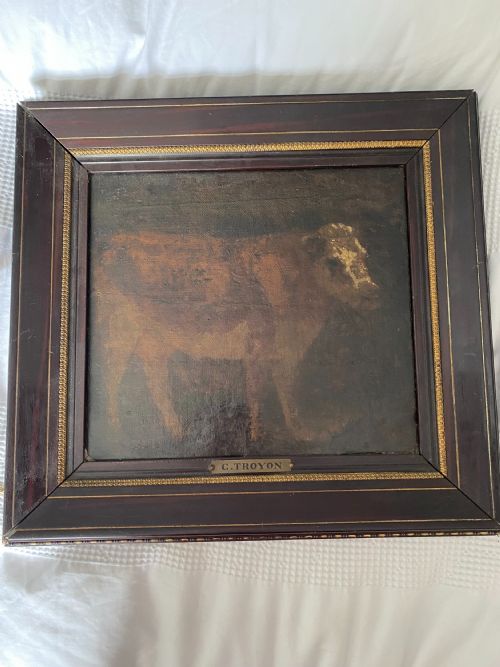 CONSTANT TROYON18101865 A ROSEWOOD AND PARCEL GILT FRAMED OIL ON CANVAS STUDY OF A COW 25 - ADDITIONAL PHOTO 3