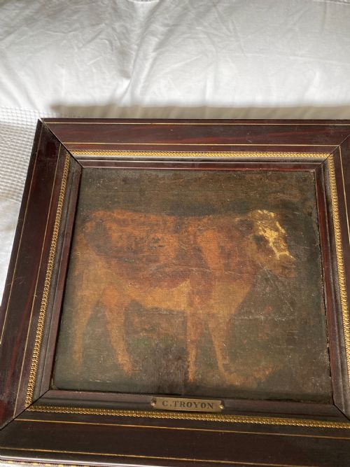 CONSTANT TROYON18101865 A ROSEWOOD AND PARCEL GILT FRAMED OIL ON CANVAS STUDY OF A COW 25 - ADDITIONAL PHOTO 5