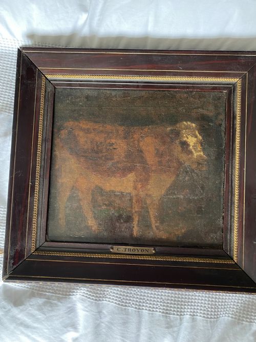 CONSTANT TROYON18101865 A ROSEWOOD AND PARCEL GILT FRAMED OIL ON CANVAS STUDY OF A COW 25 - ADDITIONAL PHOTO 4
