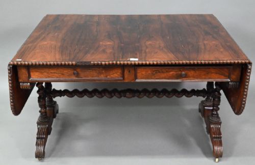 superb quality regency rosewood sofa table - CATEGORY: ANTIQUE TABLES - DATED REGENCY