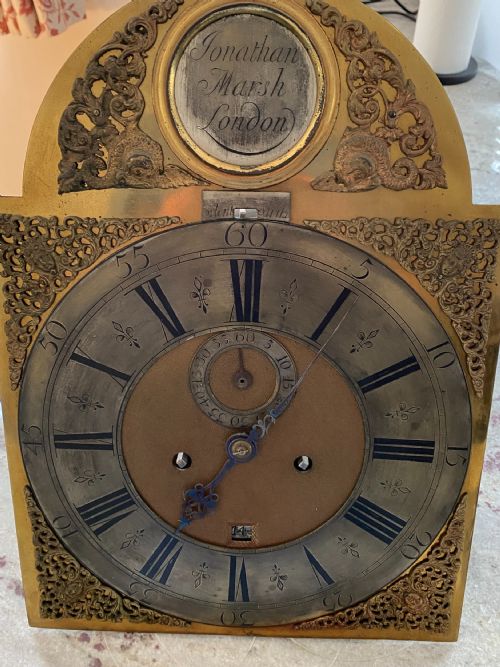 18TH CENTURY RED WALNUT 8DAY LONGCASE CLOCK BY JONATHAN MARSH LONDON LONG CASE - ADDITIONAL PHOTO 4