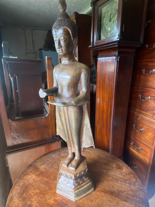 LATE 19TH CENTURY CAST BRONZE STANDING BUDDHA 1 METRE IN HEIGHT - ADDITIONAL PHOTO 1