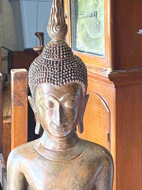 LATE 19TH CENTURY CAST BRONZE STANDING BUDDHA 1 METRE IN HEIGHT - ADDITIONAL PHOTO 3