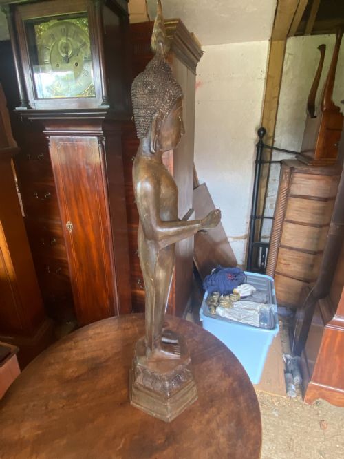 LATE 19TH CENTURY CAST BRONZE STANDING BUDDHA 1 METRE IN HEIGHT - ADDITIONAL PHOTO 5