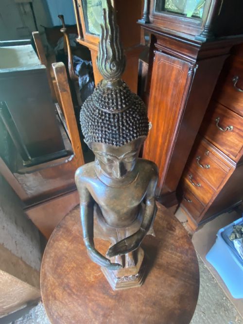 LATE 19TH CENTURY CAST BRONZE STANDING BUDDHA 1 METRE IN HEIGHT - ADDITIONAL PHOTO 9