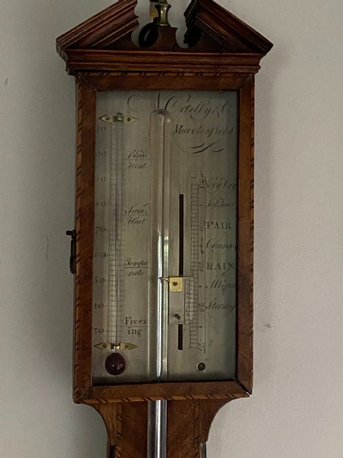 GEORGE III WALNUT STICK BAROMETER SIGNED N ORTELLY CO MACCLESFIELD - ADDITIONAL PHOTO 1