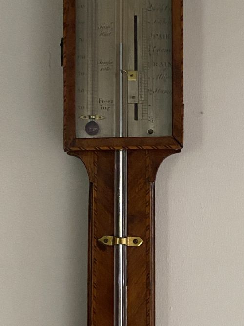 GEORGE III WALNUT STICK BAROMETER SIGNED N ORTELLY CO MACCLESFIELD - ADDITIONAL PHOTO 4