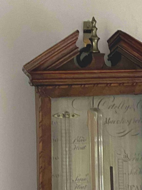 GEORGE III WALNUT STICK BAROMETER SIGNED N ORTELLY CO MACCLESFIELD - ADDITIONAL PHOTO 5