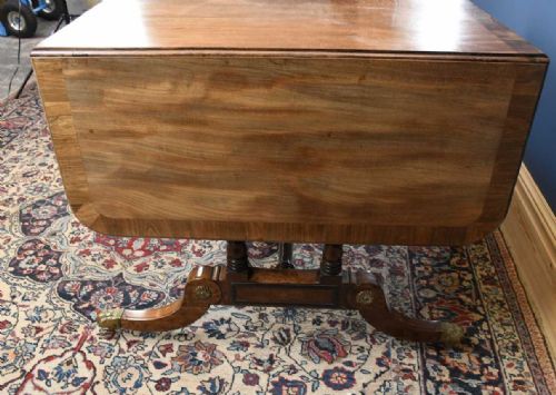 A REGENCY BRASS INLAID ROSEWOOD TWO DRAWER SOFA TABLE - ADDITIONAL PHOTO 3