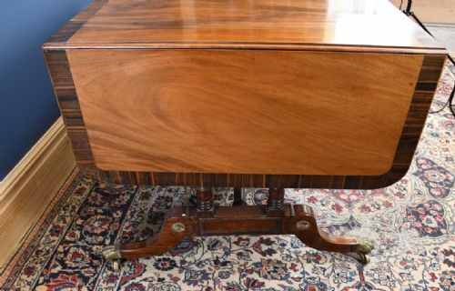 A REGENCY BRASS INLAID ROSEWOOD TWO DRAWER SOFA TABLE - ADDITIONAL PHOTO 4