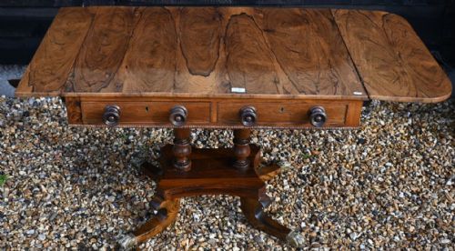 A REGENCY BRASS INLAID ROSEWOOD TWO DRAWER SOFA TABLE - ADDITIONAL PHOTO 5