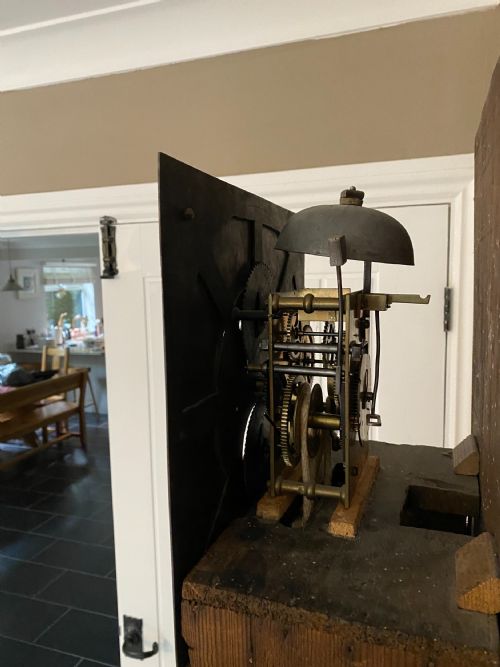 AN 18TH CENTURY OAK THIRTYHOUR MOON PHASE LONGCASE CLOCK BY RICHARD MIDGLEY - ADDITIONAL PHOTO 6