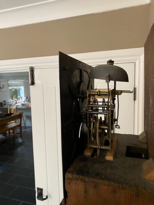 AN 18TH CENTURY OAK THIRTYHOUR MOON PHASE LONGCASE CLOCK BY RICHARD MIDGLEY - ADDITIONAL PHOTO 7