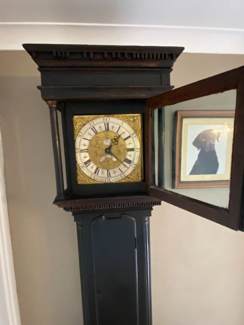 AN 18TH CENTURY OAK THIRTYHOUR MOON PHASE LONGCASE CLOCK BY RICHARD MIDGLEY - ADDITIONAL PHOTO 12
