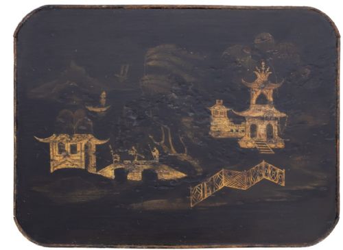 A REGENCY BLACK LACQUERED AND PARCEL GILT CHINOISERIE TABLE - ADDITIONAL PHOTO 1