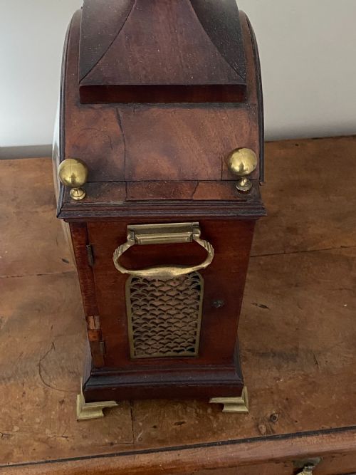 REGENCY MAHOGANY AND BRASS MOUNTED BRACKET CLOCK - ADDITIONAL PHOTO 2
