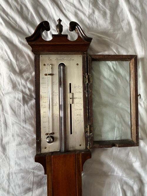 GEORGE III MAHOGANY STICK BAROMETER - ADDITIONAL PHOTO 4
