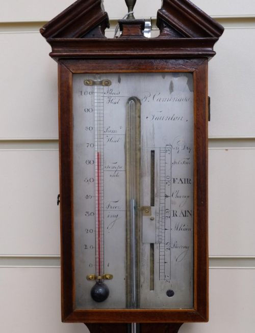 REGENCY MAHOGANY STICK BAROMETER SIGNED P CAMINADA TAUNTON
