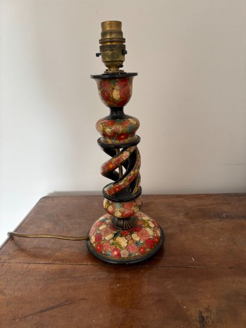 hand painted kashmiri table lamp - CATEGORY: ANTIQUE LIGHTING - DATED 1920