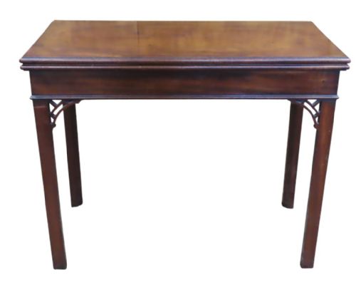 C18TH CONCERTINA ACTION CHIPPENDALE CARD TABLE