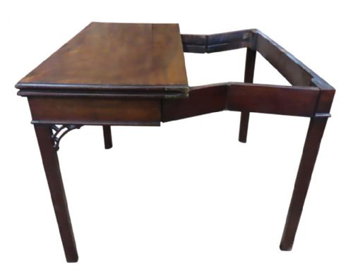 C18TH CONCERTINA ACTION CHIPPENDALE CARD TABLE - ADDITIONAL PHOTO 1