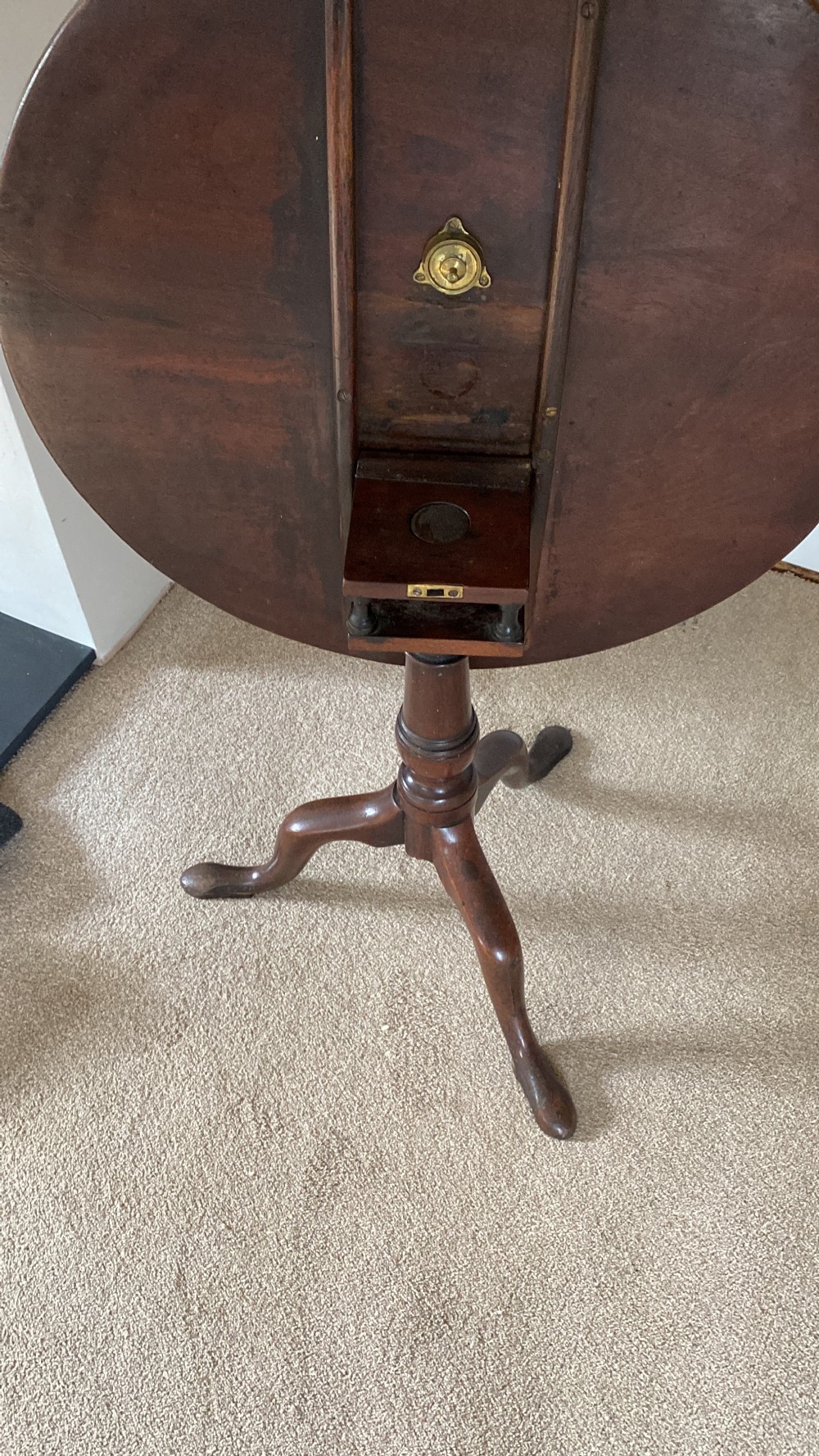 GEORGE III TILT-TOP TABLE ON BIRDCAGE MECHANISM. View III