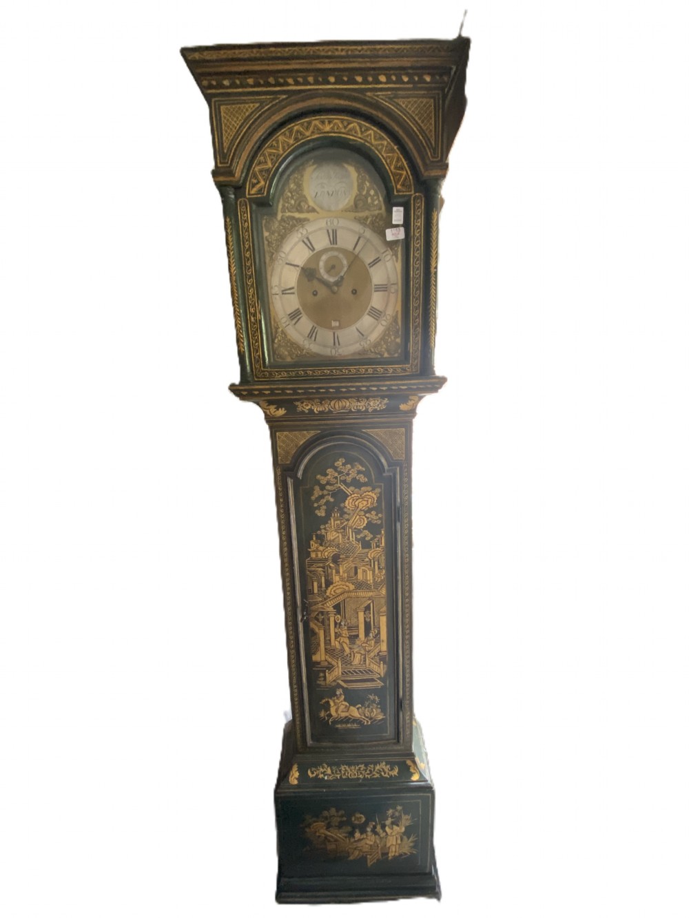 A GOOD EARLY 18TH CENTURY GREEN CHINOISERIE LONGCASE CLOCK by the London maker John Rowe (long case) View XIV