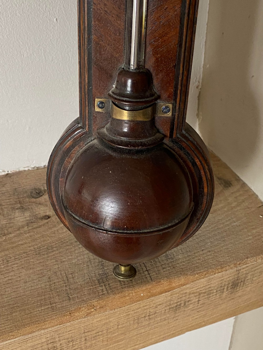 George III Walnut and ebony inlaid stick barometer - John Bleuler View II
