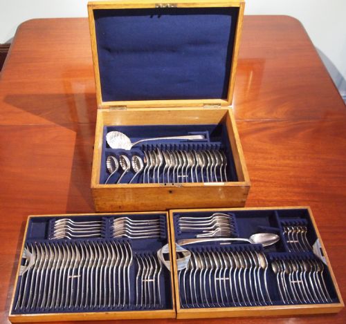 Silver Canteen of Georgian Cutlery C1800