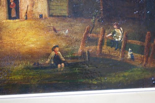 ENGLISH SCHOOL COTTAGE AND HORSEMAN SCENE C1800 - ADDITIONAL PHOTO 2