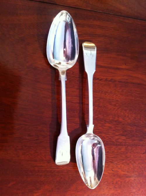 Pair of Silver Fiddle Pattern Serving Spoons 1809 George Wintle
