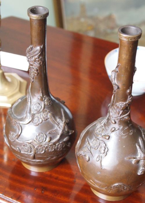 Late 19th C Chinese Bronze Vases