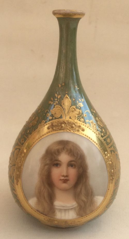 19th C Royal Vienna Porcelain Vase, Gilt and Hand Painted
