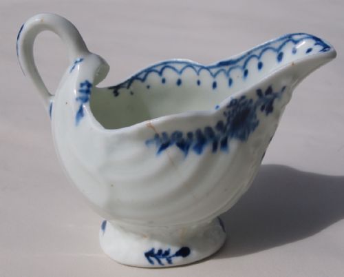 Lowestoft Porcelain Shell Shaped Cream Jug Circa 1770 (Ex Wheeler Collection)