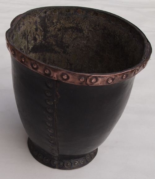 Early 19th C Heavy Leather Tavern Bucket