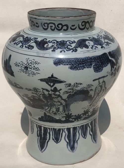 17th Century Dutch Delft Baluster Vase Circa 1680