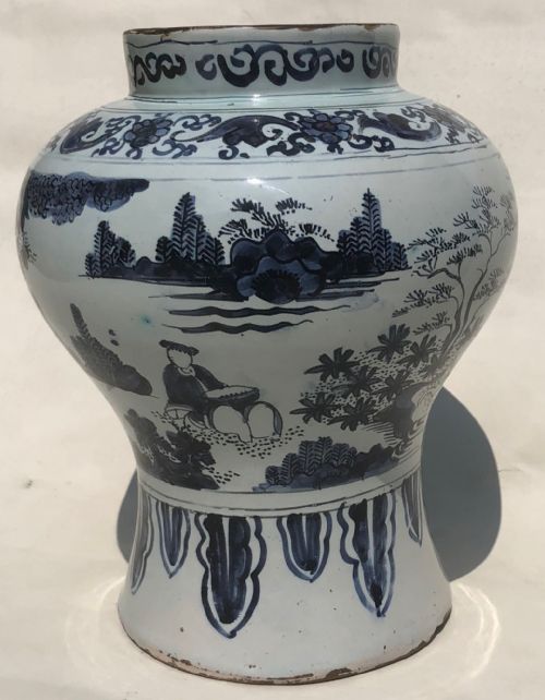 fig 1. 17th Century Dutch Delft Baluster Vase Circa 1680