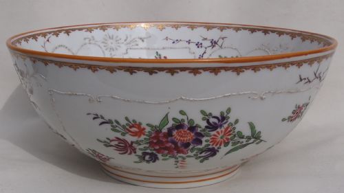19th C Samson Famille Rose Punch Bowl