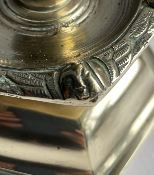 RARE 17TH18TH SWEDISH BELL BRASS CANDLE STICK - ADDITIONAL PHOTO 2