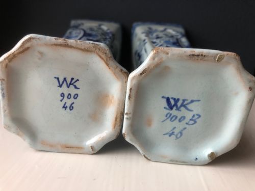 PAIR EARLY 19TH CENTURY FRENCH FAIENCE POSY VASES - ADDITIONAL PHOTO 3