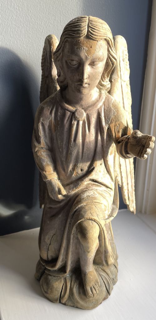 Late 17th Early 18th Century Continental Carved Pine Crib Angel