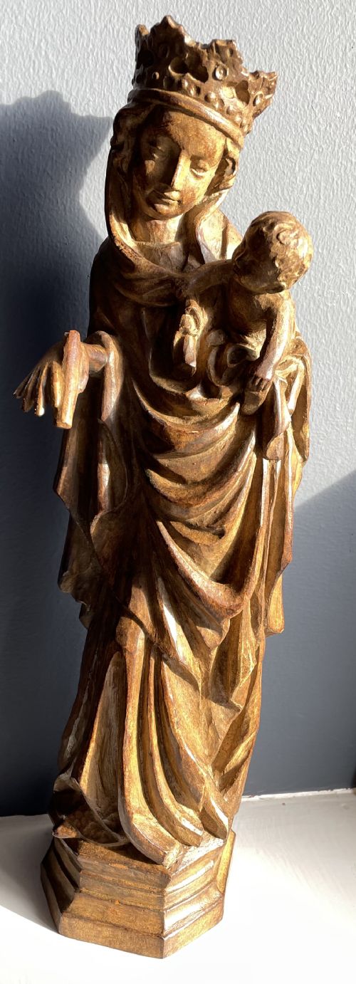 French Oak Carving Madonna & Child Circa 1800