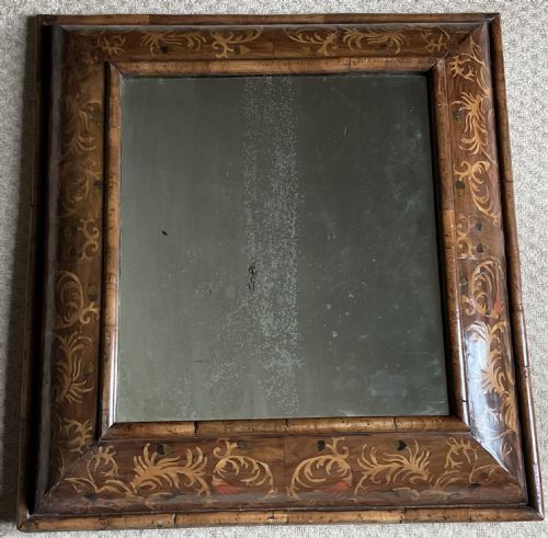 Late 17th Century Walnut and Marquetry Cushion Mirror