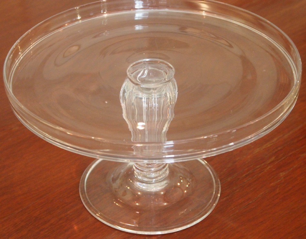 18th C Large Glass Tazza, Silesian Stem