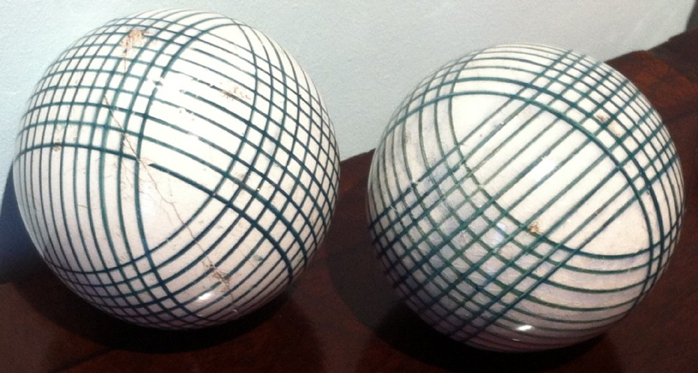 Stylish Pair 19th C Scottish Carpet Bowls