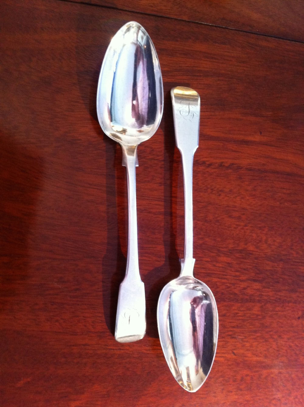 Pair of Silver Fiddle Pattern Serving Spoons 1809 George Wintle